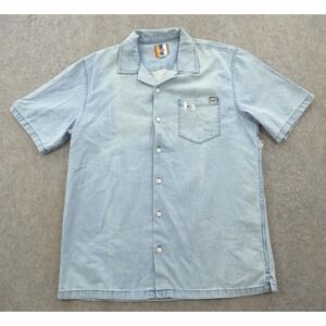 Vans Shirt Mens Extra Large Blue Denim Button Up Pride Short Sleeve New